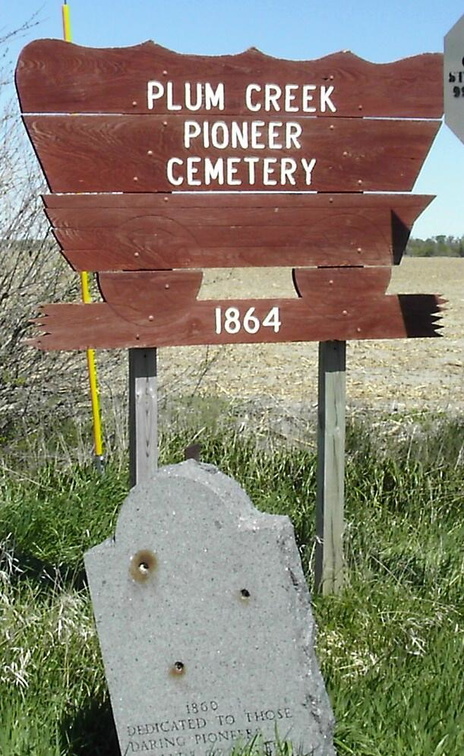 Plum Creek Pioneer Cemetery sign